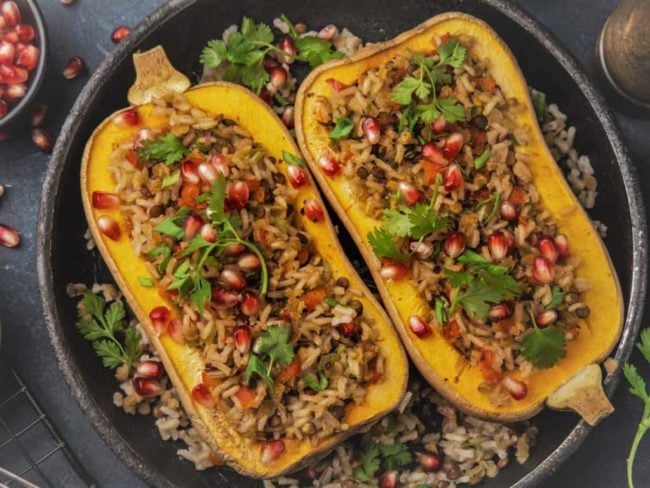 Stuffed Butternut Squash with Edamame with nutrition key2 Stuffed Butternut Squash